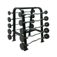 Barre d'haltères fixes de gymnastique Barre droite Barre incurvée Barre chromée de poignée enduite de caoutchouc Ensemble d'haltères Barra d'haltérophilie fixe intégré