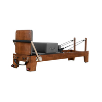 Cama de Pilates Reformer Premium de Nogal con Cojín de Alta Densidad, Color Personalizado, Equipo Comercial Portátil para Estudio de Pilates Corporal
