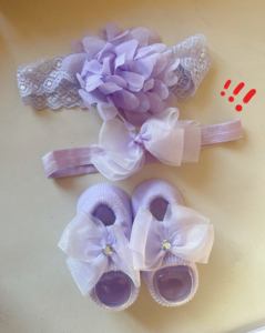 Vente en gros <span class=keywords><strong>d</strong></span>'usine <span class=keywords><strong>d</strong></span>'accessoires de cheveux vérifiés Bandeau pour filles mignonnes Bandeau et chaussettes pour bébé Ensemble de chaussures pour nouveau-né Coffret cadeau - Product Image 6