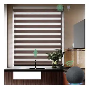 Manufacturers hot selling zebra blind fabric Wifi Tuya Smart Automatic Motorized electric Cordless roller zebra blinds