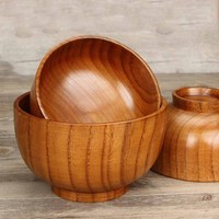Cuisson Simple Jujube Bol En Bois Rond Servir Saladier Légumes Fruits Salade Bol À Mélanger Ustensiles De Cuisine