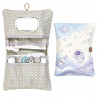 Sac à couches pour bébé 2-en-1 pour cosmétiques, lingettes et accessoires, petite pochette de voyage en polyester résistant à l'eau, trousse de soins