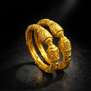 เครื่องประดับแฟชันลายใบไม้ชุบทอง24Ct สำหรับสาวๆในเมืองชุด Kada แบบดั้งเดิมสำหรับงานแต่งงานและงานปาร์ตี้ - Product Image 1