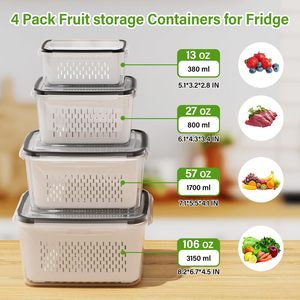 Контейнеры для хранения фруктов Yongli для холодильника, контейнеры для продуктов для холодильника со съемным дуршлаг, универсальная миска для мытья фруктов