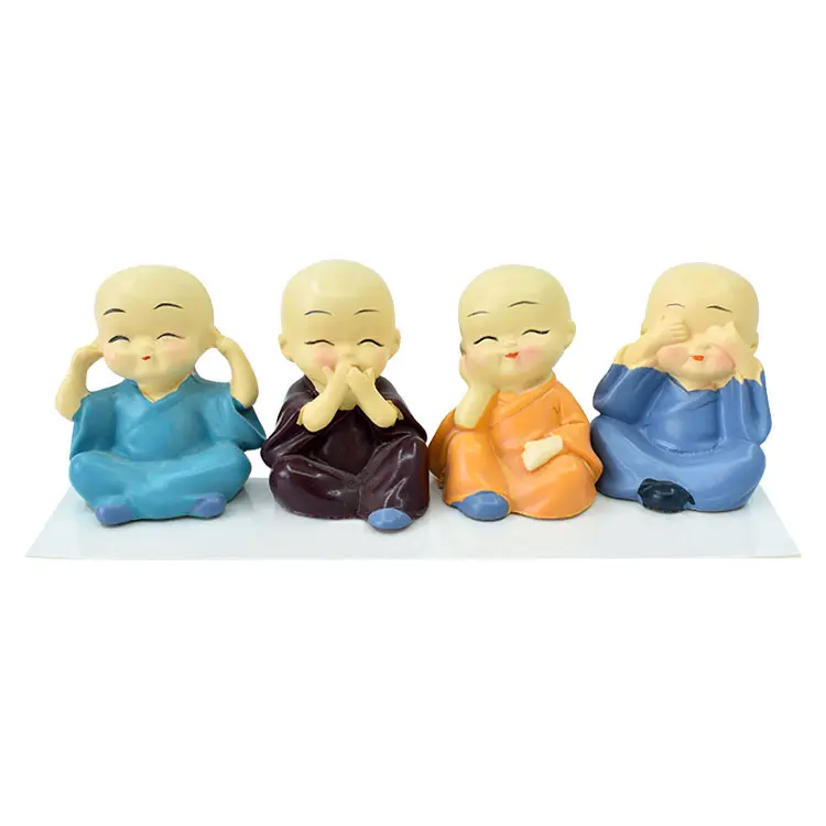 Crafts Home Decor Car Accessories Lucky and Auspicious Little Monks Buddha Resin Used Cars New Model Folk Art Animal as Picture