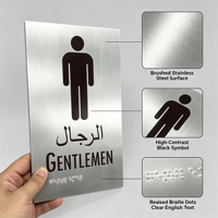 Panneau Braille en Acier Inoxydable pour Toilettes Hommes, Plaque Tactile Braille pour Porte de Toilettes, Signalisation Personnalisable pour Toilettes Publiques
