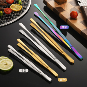Pinzas para barbacoa estilo coreano, extendidas, antideslizantes, resistentes a altas temperaturas, aptas para uso alimentario; Pinzas para barbacoa estilo japonés de acero inoxidable. - Product Image 1