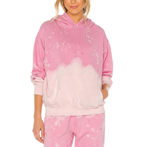 Sudadera con Capucha Rosa con Efecto Degradado para Mujer, Oversize de Algodón con Bolsillos, Manga Regular, Ideal para Otoño - Product Image 1
