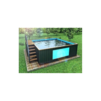 Piscines préfabriquées en conteneurs de 40 pieds, piscine en conteneur préfabriqué avec structure en acier, prête à l'emploi, en vente, avec revêtement de piscine en conteneur