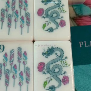 Luxury 4-Layer Blue Acrylic American <b>Mahjong</b> <b>Set</b> 160 Pcs Couture Confection Style <b>Mahjong</b> Tiles Game <b>Set</b> - Product Image 2