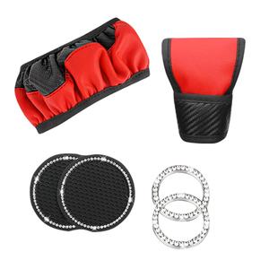 Meilleures ventes transfrontalières : Housse de <span class=keywords><strong>volant</strong></span> de voiture à 4 branches, Housse de pommeau de levier de vitesse, Coussin de boîte d'accoudoir avec protection airbag en <span class=keywords><strong>cuir</strong></span> fibre de carbone - Product Image 5