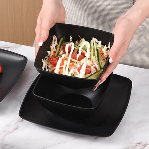 Service de vaisselle carré en paille de blé plastique incassable et compatible lave-vaisselle pour hôtels et restaurants - Product Image 3