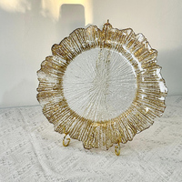 Assiettes de présentation dorées transparentes en plastique de 13 pouces pour décoration de mariage – Vente en gros