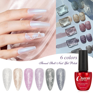 Smalto Gel Effetto Conchiglia in 6 <span class=keywords><strong>Colori</strong></span>, Smalto <span class=keywords><strong>Semipermanente</strong></span> Perlato, Gel per Unghie Effetto Filo di Conchiglia - Product Image 2