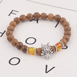 Pulsera de Piedra Volcánica Natural con Cuentas de Madera, Energía Curativa, Cabeza de Dragón - Product Image 5