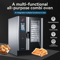 Oven Kombinasi Uap Listrik Komersial 10 Tray Gn Konveksi Profesional Stainless Steel Layar Digital Restoran Dapur