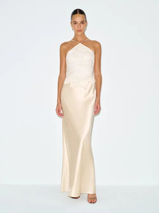 Vestido de Noche Elegante de Satén y Encaje con Cuello Cruzado, Diseño Personalizado de Lujo para Mujer, Verano - Product Image 2