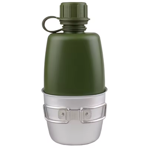 Gourde isotherme portable DF406 pour sports de plein air et camping, en plastique HDPE, 800 ml, avec mugs en aluminium chauffants 360 ml. - Product Image 1