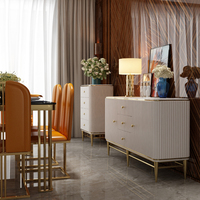 Buffet italien de luxe avec dessus en marbre, armoire en acier inoxydable pour salle à manger, meubles de maison