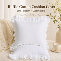 Housse de coussin en coton blanc à volants, plusieurs tailles disponibles