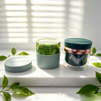 Pot en PET rond et droit de 150g 200g avec base et couvercle colorés, transparent au milieu, pour masque capillaire et masque facial, OEM ODM, vente en gros