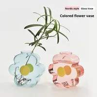 Vase à fleurs en verre borosilicate de haute qualité, simple et coloré, fait à la main, style nordique, transparent, pour arrangement hydroponique, table à manger