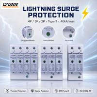 Parafoudre 2 AC 4P 40kA 275V Modulaire enfichable SPD avec indicateur de statut de déconnexion thermique Protection contre la foudre pour système solaire