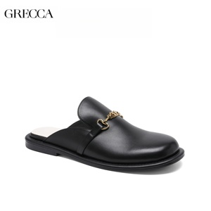 Высококачественные женские тапочки из натуральной кожи: легкие, модные, на плоской подошве, для улицы. Ограниченное предложение! - Product Image 1