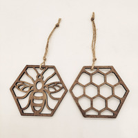 Sous-verres et décoration murale en bois en forme de nid d'abeille de style ferme, multi-usages, pour la maison, l'hôtel, le bar, le bureau, la décoration de table, cadeau