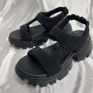 Sandalias Planas Ligeras con Cristales y Tiras Acolchadas para Mujer, Suela Gruesa, Amortiguación Elástica, Estilo Primavera Evergreen - Product Image 6