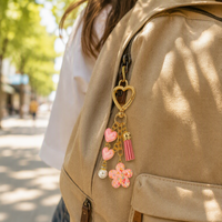 Mode Cartoon Kat Geweven Fruitvormige Hars Sleutelhanger Bloem Parel Hangertje Meisjes Tas Charm Sieraden Cadeau