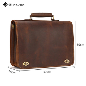 Sac à main pour ordinateur portable en cuir véritable de style vintage pour hommes avec bandoulière, sac à main de 15,6 pouces, mallette - Product Image 3