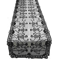 Nouveau Halloween Fantôme Festival Noir Toile D'araignée Dentelle Nappe Jacquard Horreur Araignée Table Couverture