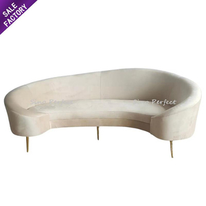 Juego de Sofás de Terciopelo Blanco con Patas de Acero Inoxidable para Bodas, Hoteles, Decoración del Hogar, Eventos y Fiestas, para Novios - Product Image 1