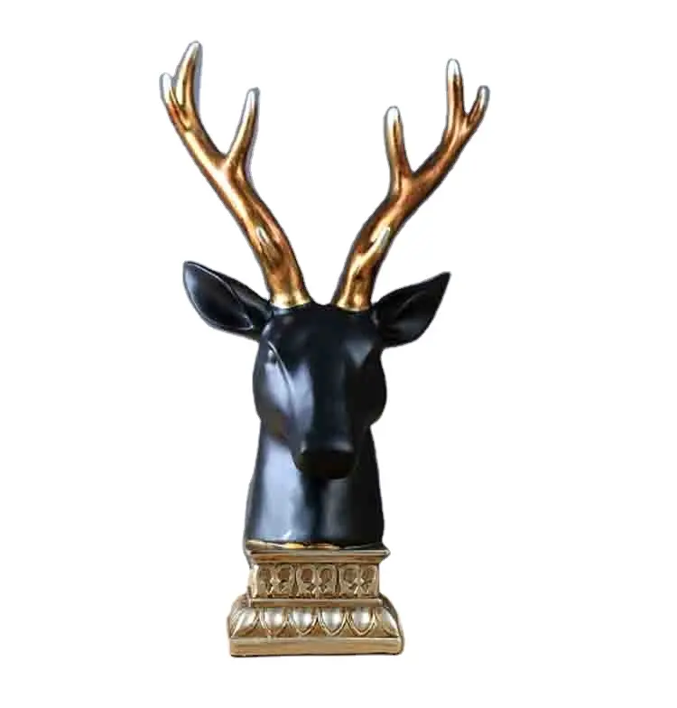 Персонализированная статуя в виде черепа, украшение для помещений, черная голова оленя для домашнего декора
