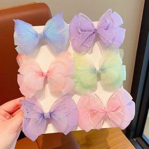 Gradient Tulle Butterfly <b>Bow</b> Hair <b>Clips</b> Cute Barrettes For Little Girls Kids Hair Accessories - Product Image 1