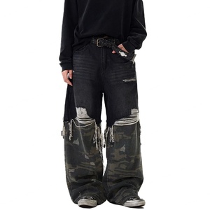 Pantalones de Camuflaje con Parches para Hombre, Estilo Vintage, Holgados, Casuales, Rectos, Desgastados, Tallas Grandes, Venta al por Mayor - Product Image 1