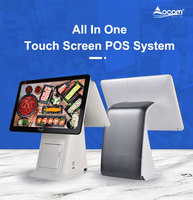 OCOM 15.6 pouces double écran tactile Android 11 Pos Caissier Machine Terminal de paiement Windows 10 tout en un système Pos