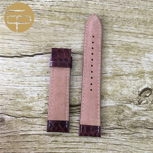 16 18 20 22 24mm venta al por mayor de moda piel de cocodrilo genuino becerro cuero reloj bandas pintada con borde - Product Image 2