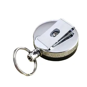2PCS Recoil Extendable Metal Wire Key Chain Clip Pull Keyring Retracting Round Keychain for Women Men Gift