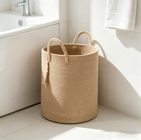 Panier de rangement rustique en corde de coton tressée, écologique, fait main, avec poignée durable, best-seller