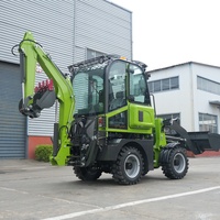 Backhoe Loader 4x4 dengan Kemudi Crab, Kabin Tertutup, dan Palu Hidrolik untuk Pekerjaan Konstruksi di Ruang Sempit