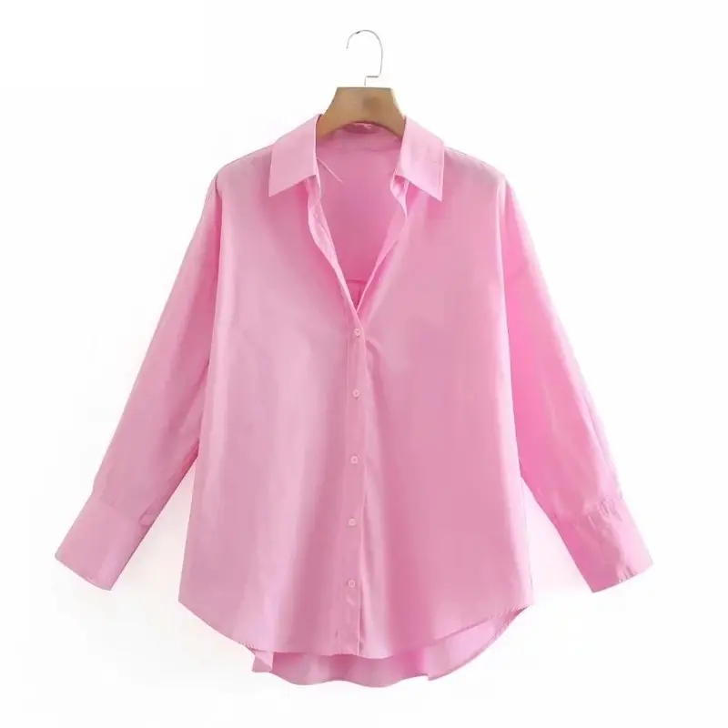 Neue Frauen einfach Candy Color Casual Slim Popel ine Shirts Büro Damen Langarm Bluse Roupas Chic Chemise Tops