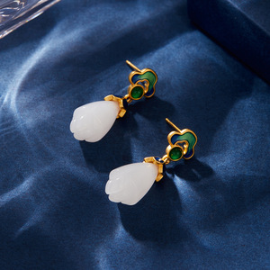 Chinese Style Retro Enamel Drop Earrings Flower Shape Teardrop Drip S925 Silver Needle Hanfu Jewelry Party Fashion - Product Image 4