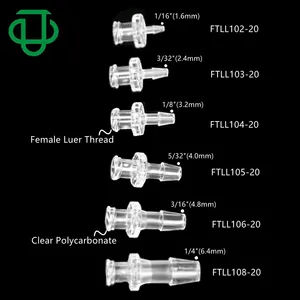 Female Hose Barb Fitting JU PP/PC Plastic Rubber Tube Pipe Hose Barb Female Male Luer Adapter Lock Connector Fitting