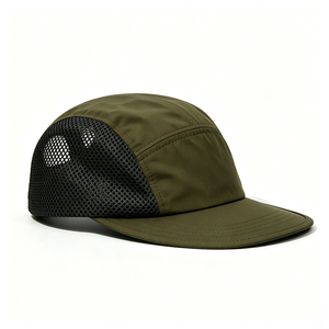 Gorra Deportiva de 5 Paneles de Secado Rápido para Camping, Color Oliva en la Parte Delantera, Malla Negra en la Parte Trasera, Ligera, Ajustable, Unisex, para Senderismo y Pesca - Product Image 6