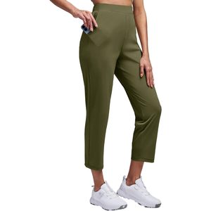 Pantalon de golf pour femme, longueur 7/8, taille élastique, extensible, avec poches, vert sauge, pantalon de sport, de voyage, décontracté - Product Image 1
