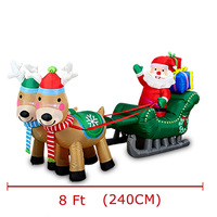 Trineo Inflable de Santa Claus con Renos y Luces LED de 2.4M, Decoración Navideña para Jardín Exterior