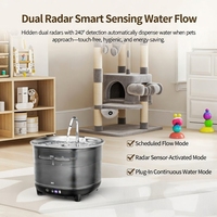 Fontaine à eau intelligente sans fil OEM 3L pour animaux de compagnie, double capteur radar, distributeur d'eau automatique en acier inoxydable pour chats et chiens