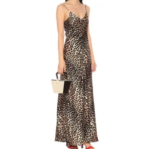 Новое популярное модное атласное Привлекательное платье для выпускного вечера с принтом Лео и v-образным вырезом